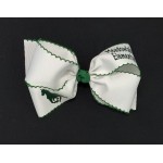 Meadowlake (White) / Forest Green Pico Stitch Bow - 7 Inch